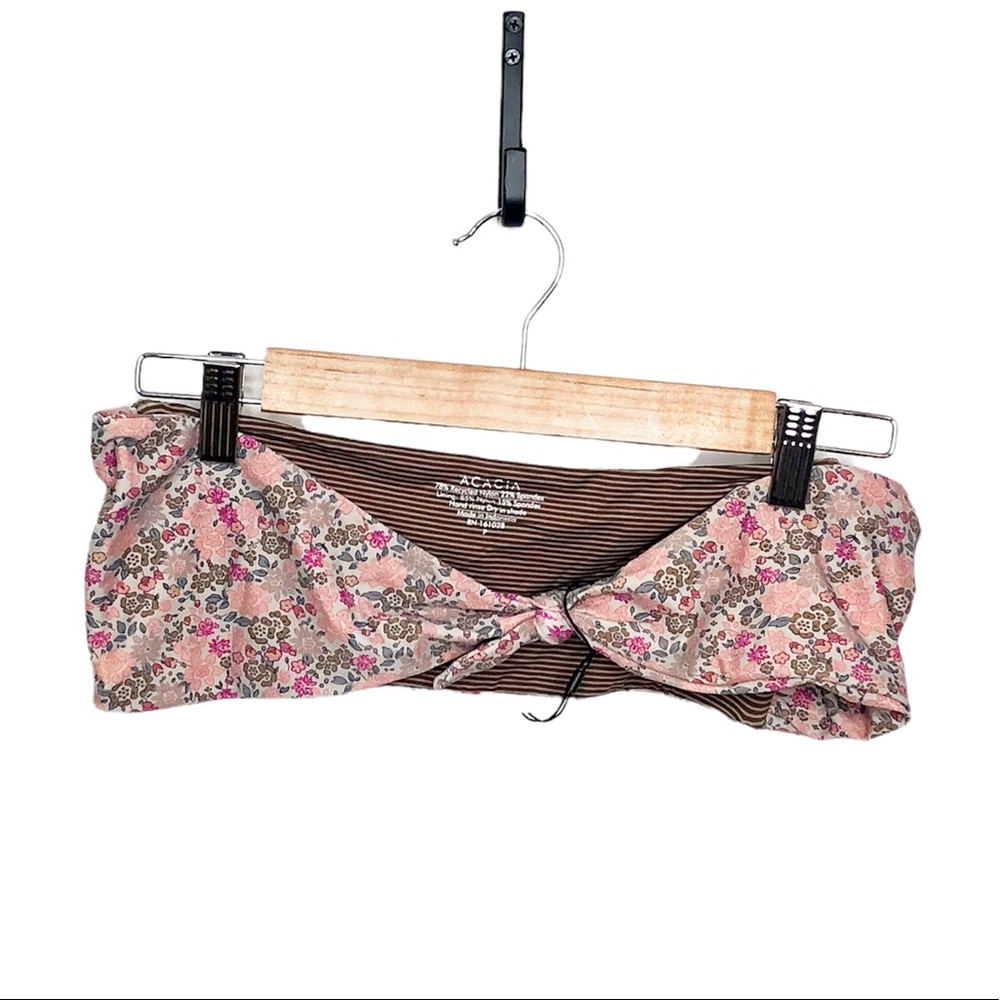 ACACIA Baker Tie Front Bandeau Bikini Top in Meadow Floral